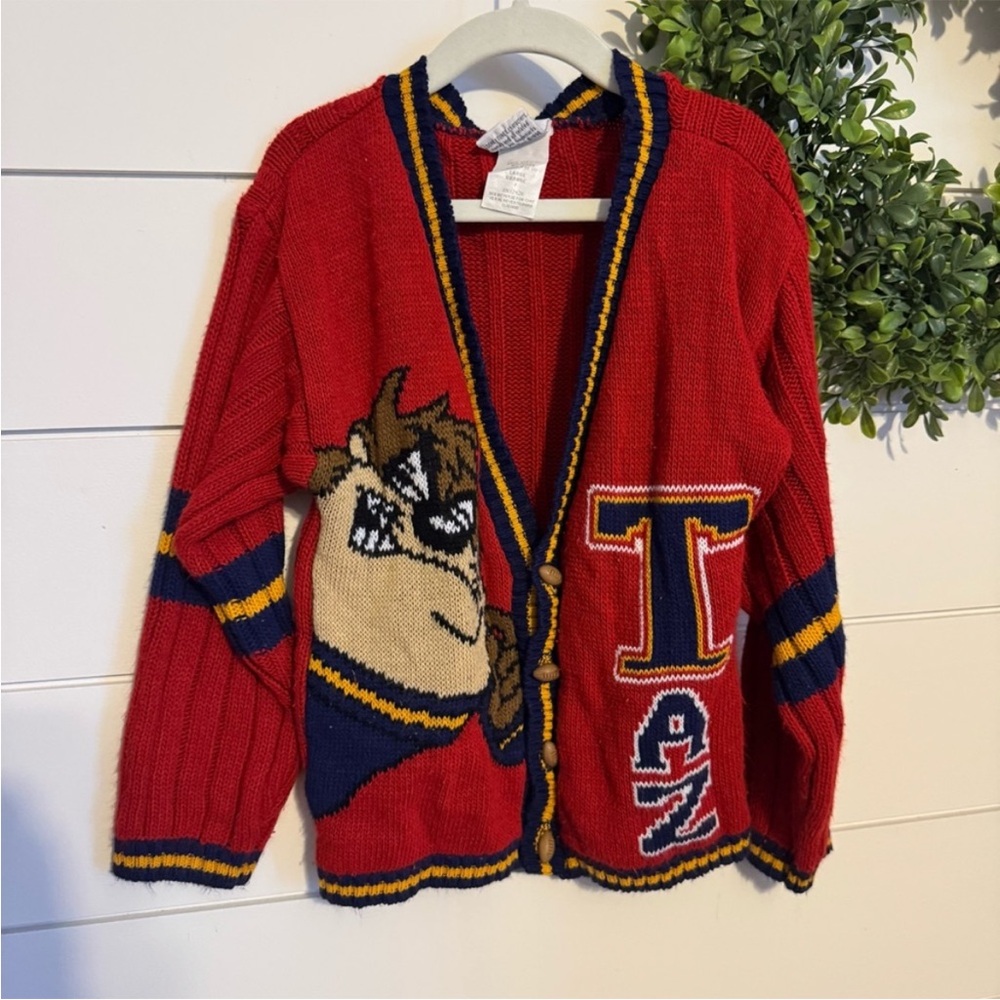 Looney Tunes Vintage Red Taz Cardigan Sweater